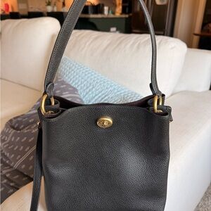 Coach Black Pebbled Leather Shoulder Bag with Gold Hardware